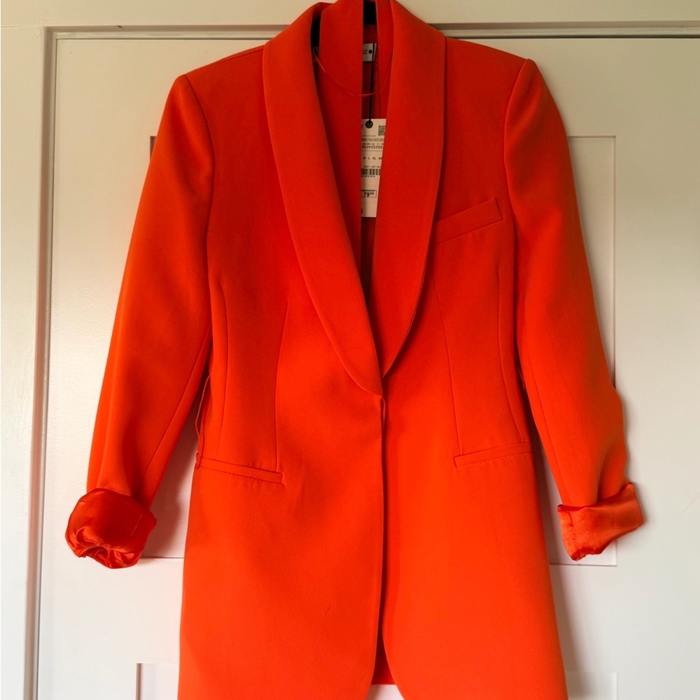 Never Worn Zara Bold Orange Blazer